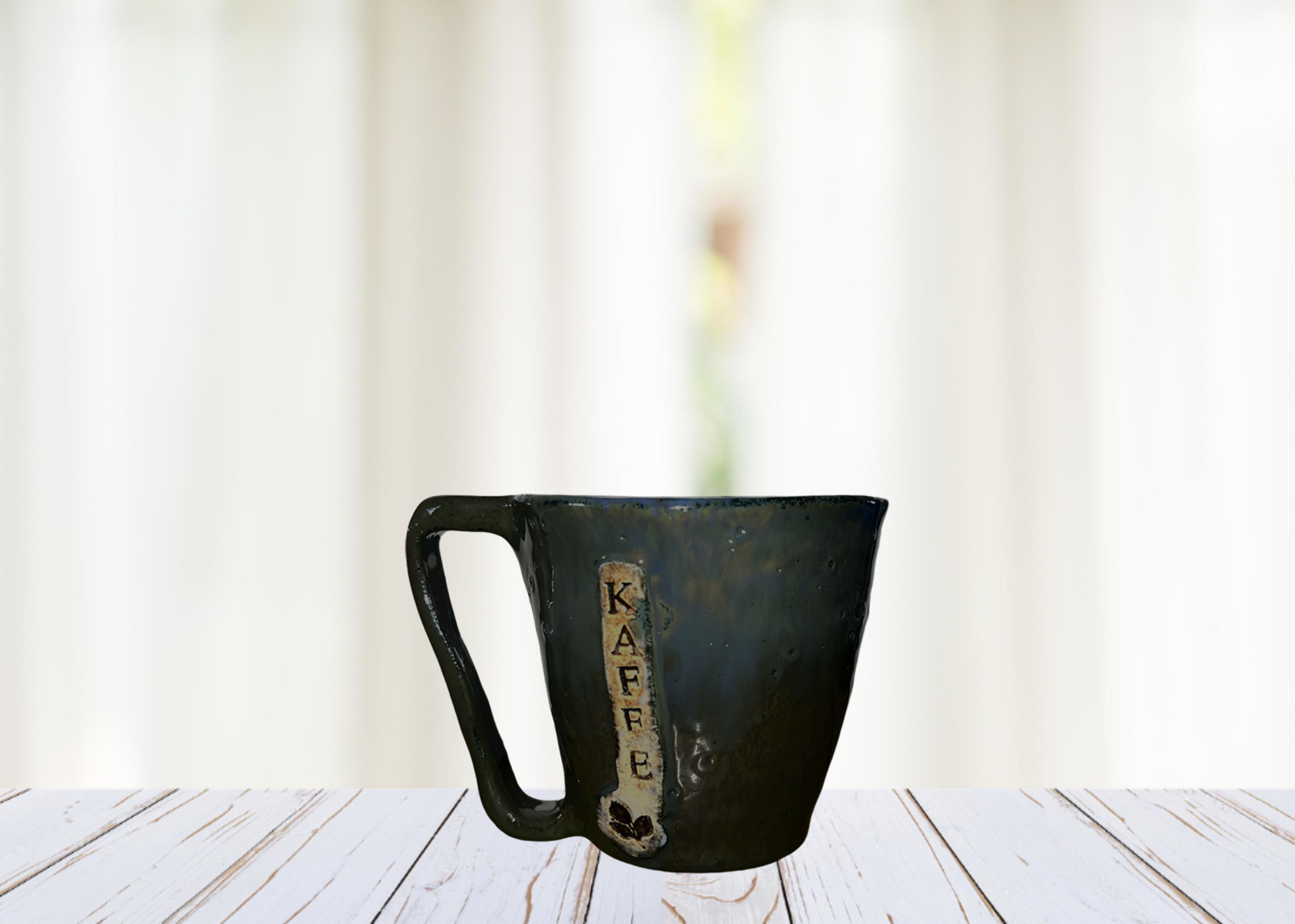Keramik krus med hank og med teksten kaffe Keramik krus med hank og med teksten kaffe